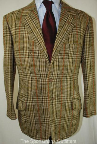 Mens London Tailored Glen Plaid Heavyweight Tweed Jacket 44L